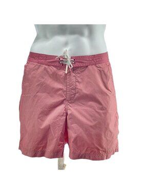 Celio Swim Shorts Pink Striped Medium Length Board-shorts/ Trunks Men's Size